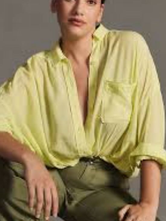 Pilcro Tops - Pilcro Pale Yellow Button-Down Shirt